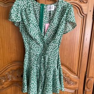 Green and white romper